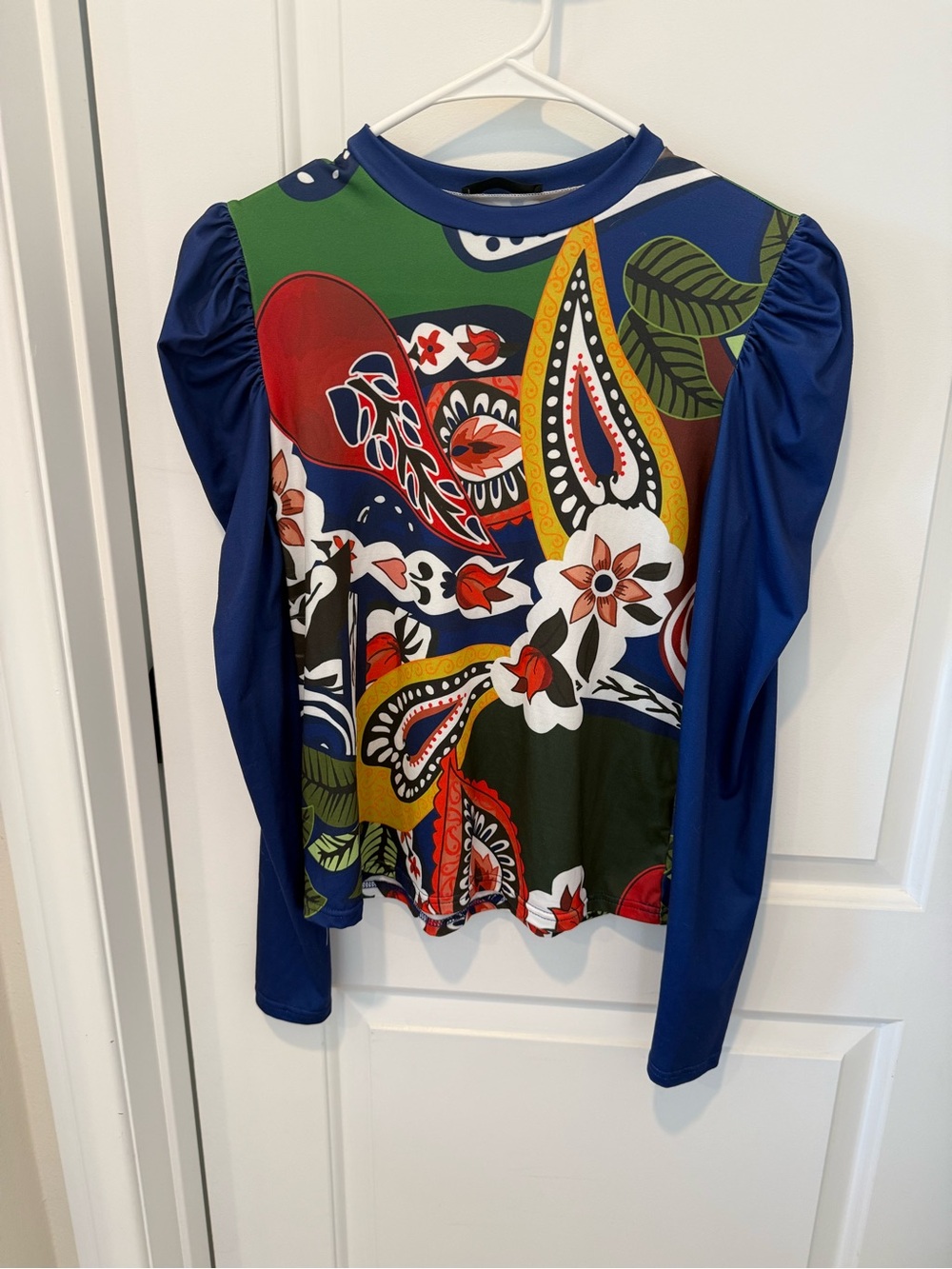 Blue Multi-Print Paisley Long Sleeve Tee